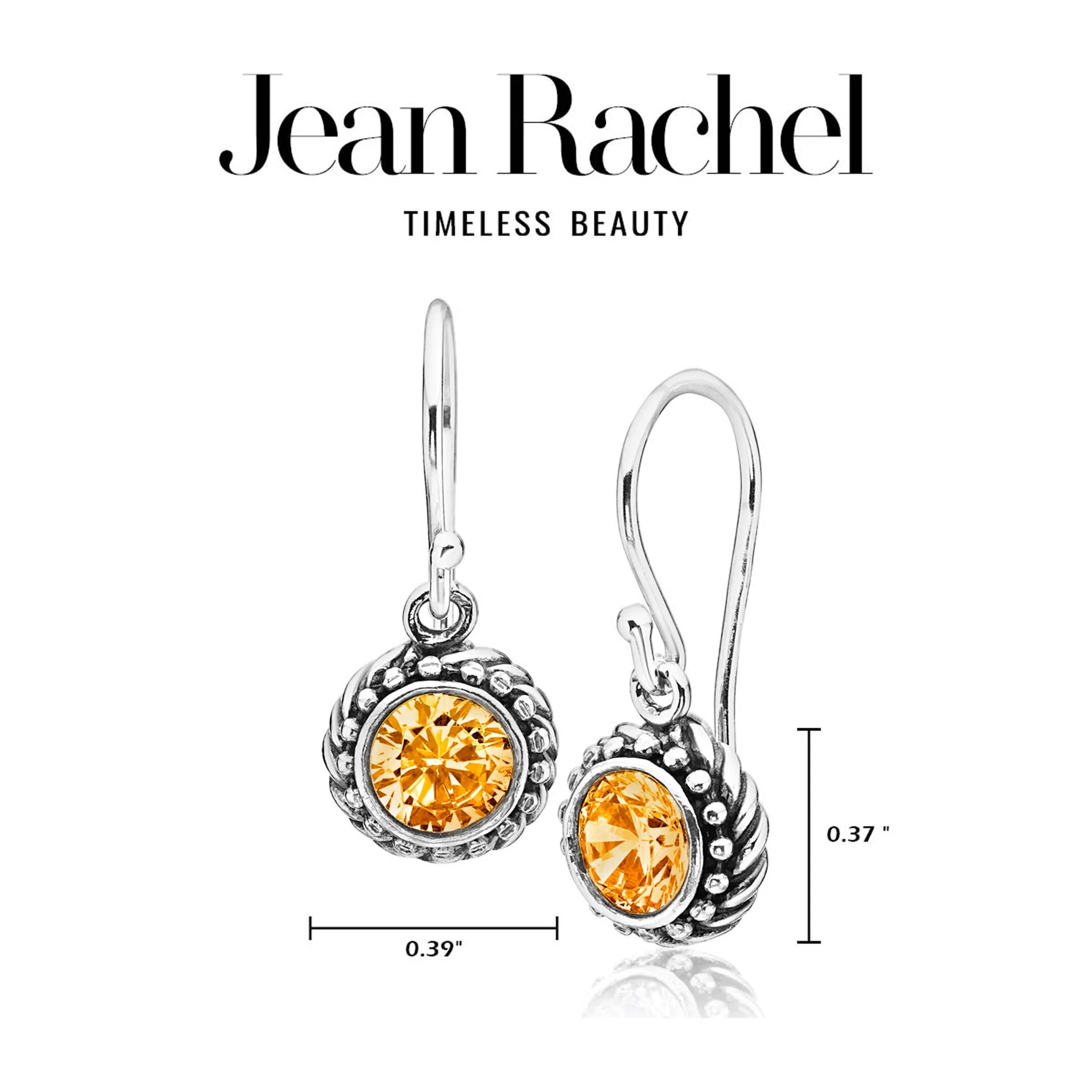 Sterling Silver Citrine CZ Rope Earrings