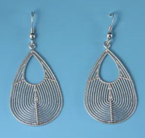 Sterling Silver Rhodium Plated Textured Oval Earrings (SI6635)