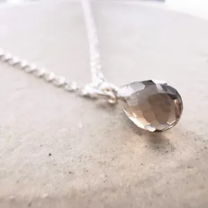 Sterling Silver Smokey Quartz Gemstone Necklace