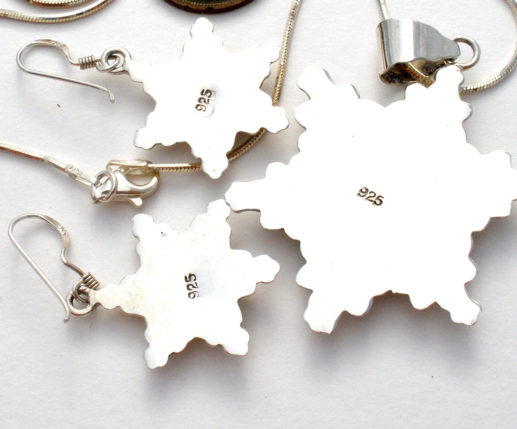 Sterling Silver Snowflake Necklace Set