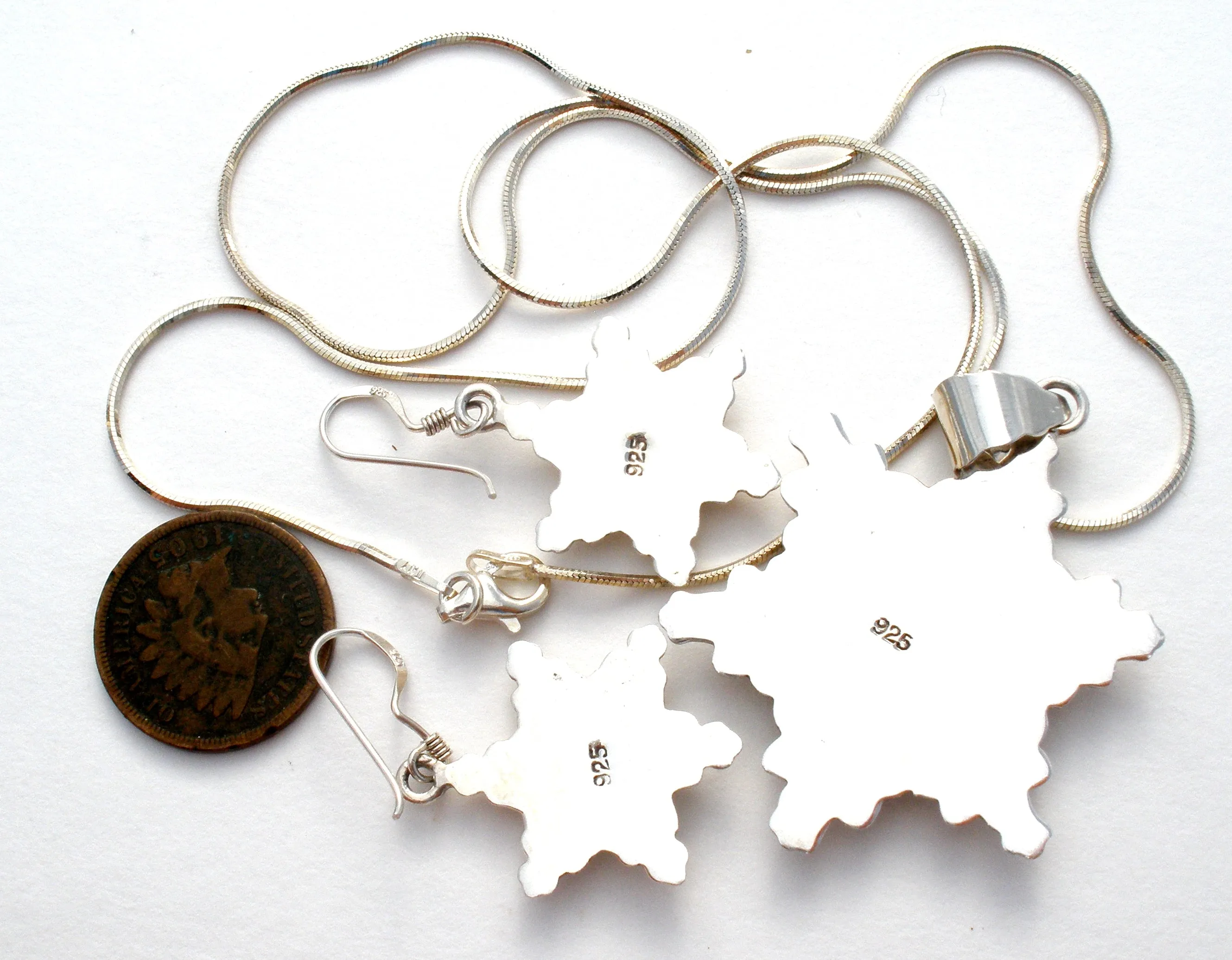 Sterling Silver Snowflake Necklace Set