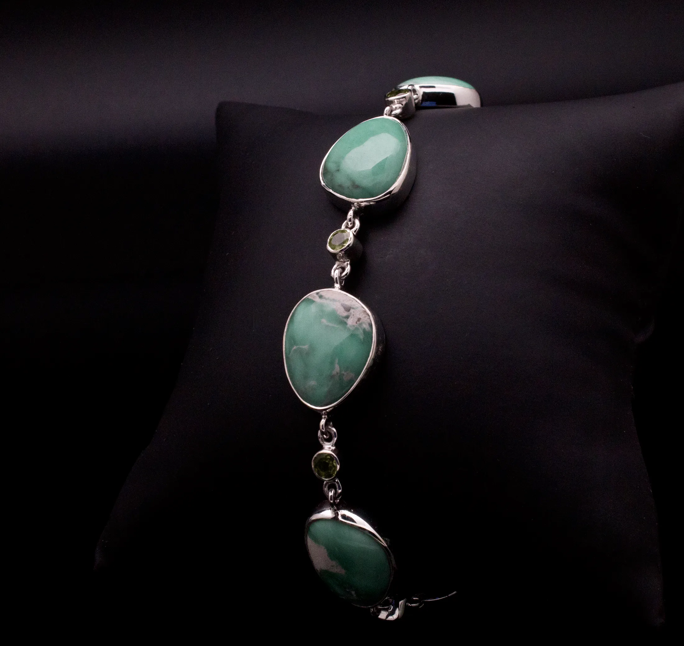 Sterling Silver Variscite and Peridot Bracelet
