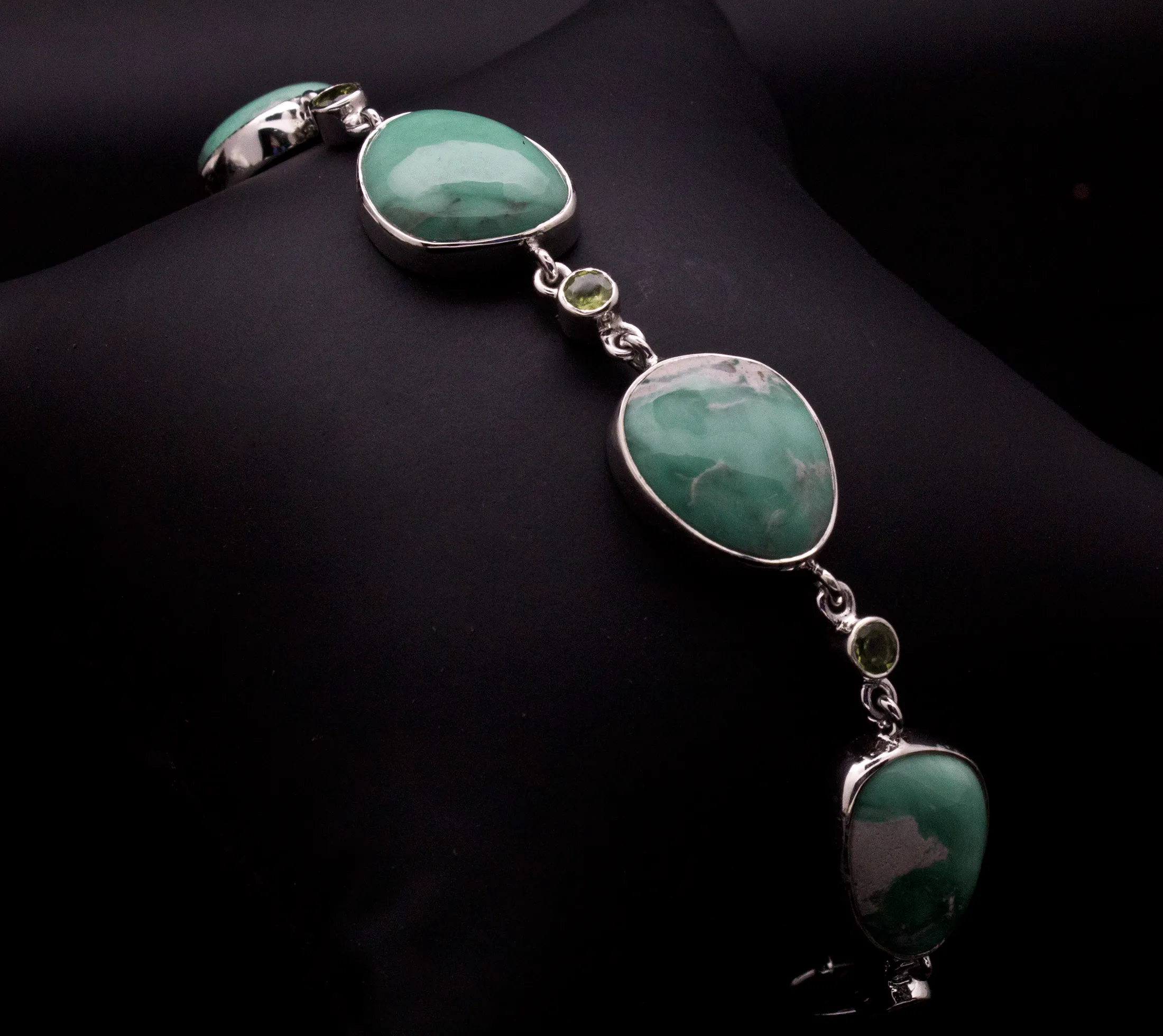 Sterling Silver Variscite and Peridot Bracelet