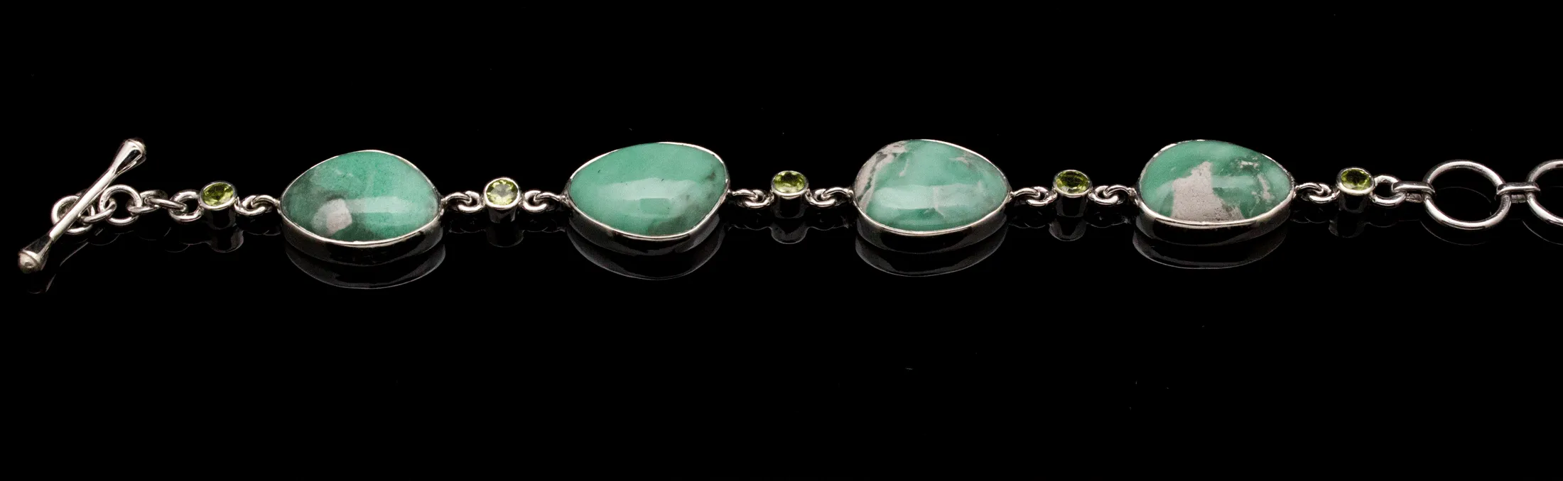 Sterling Silver Variscite and Peridot Bracelet