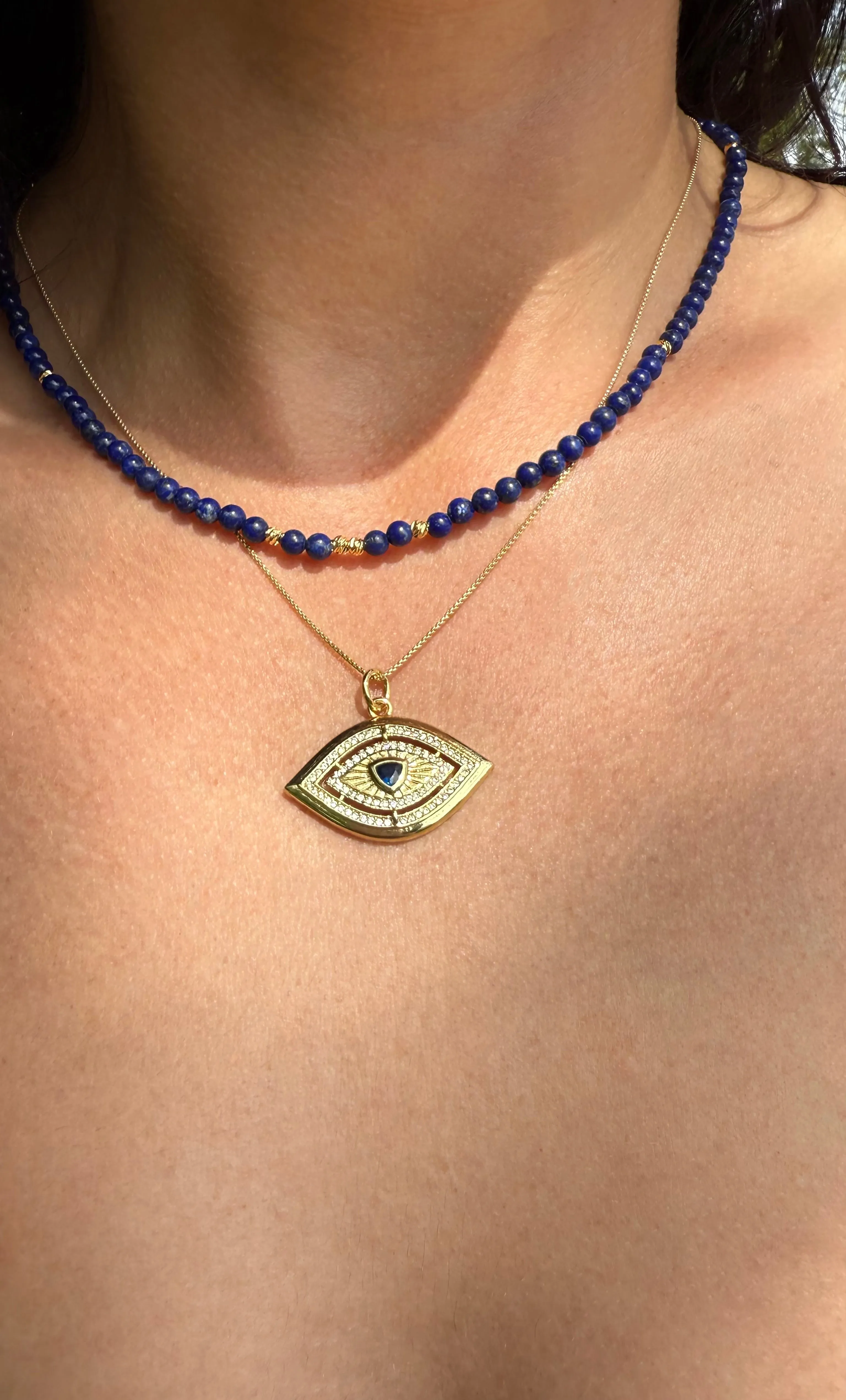 The Tunik Night Swims Lapis Lazuli Beaded Necklace