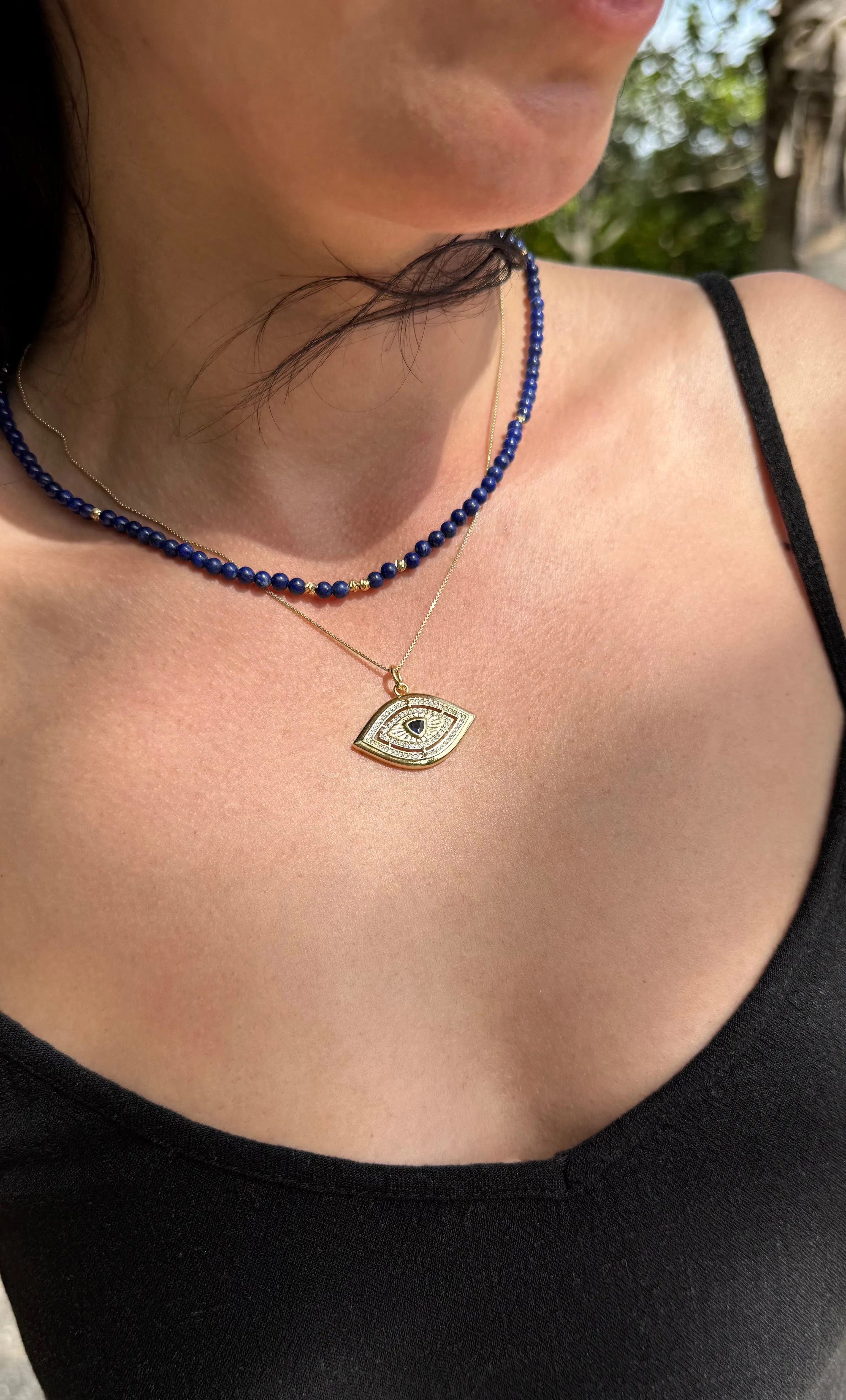 The Tunik Night Swims Lapis Lazuli Beaded Necklace