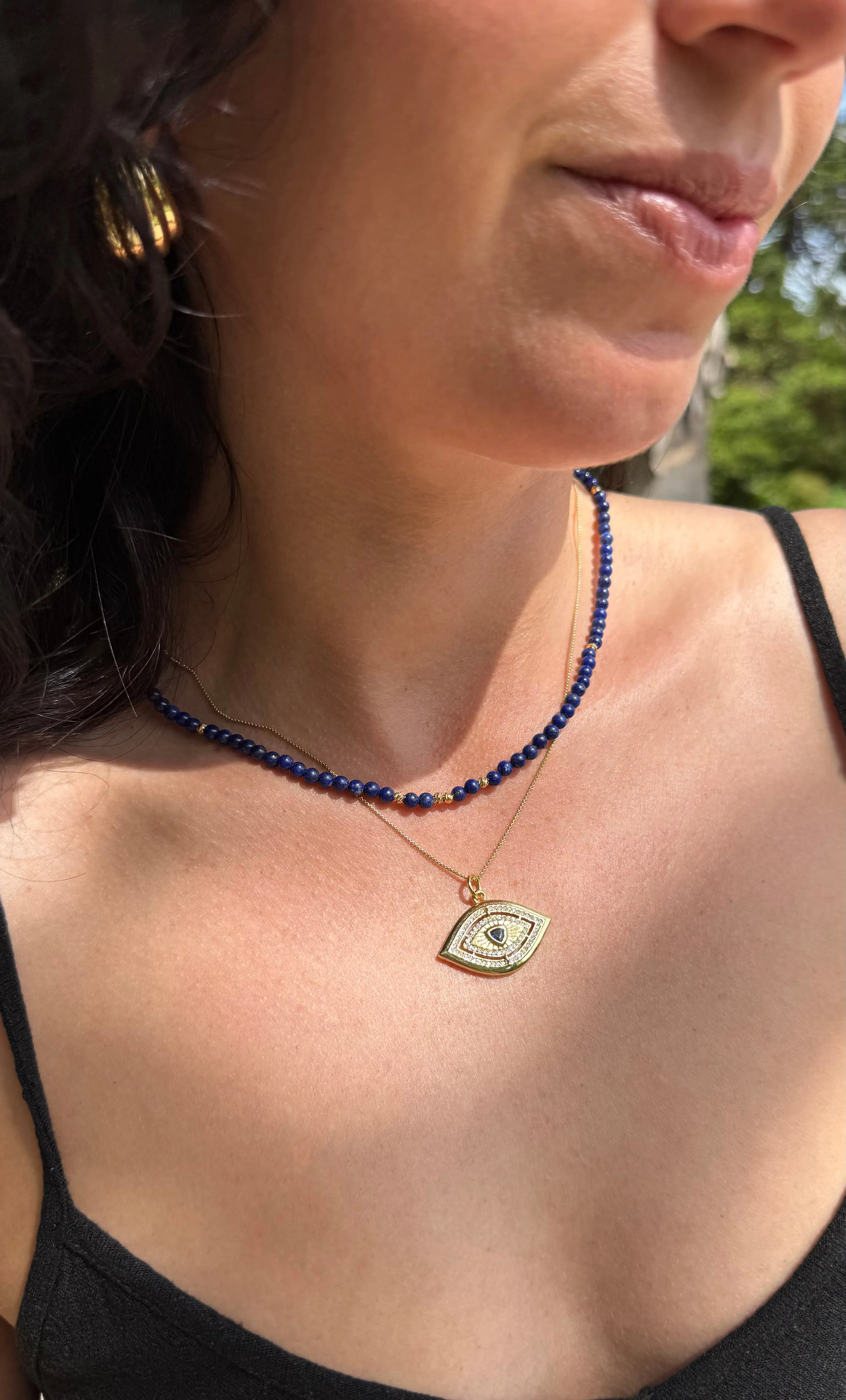 The Tunik Night Swims Lapis Lazuli Beaded Necklace