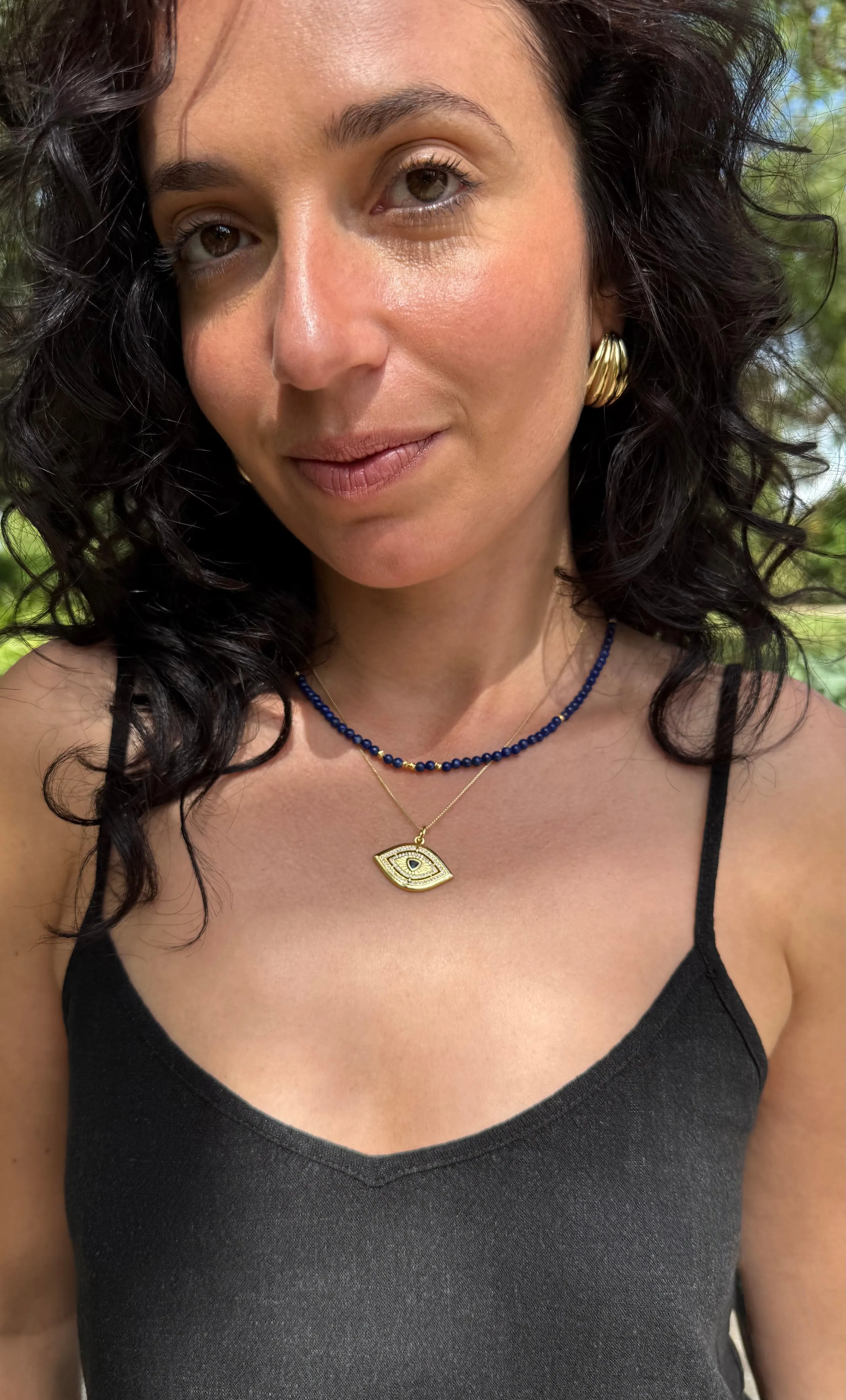 The Tunik Night Swims Lapis Lazuli Beaded Necklace