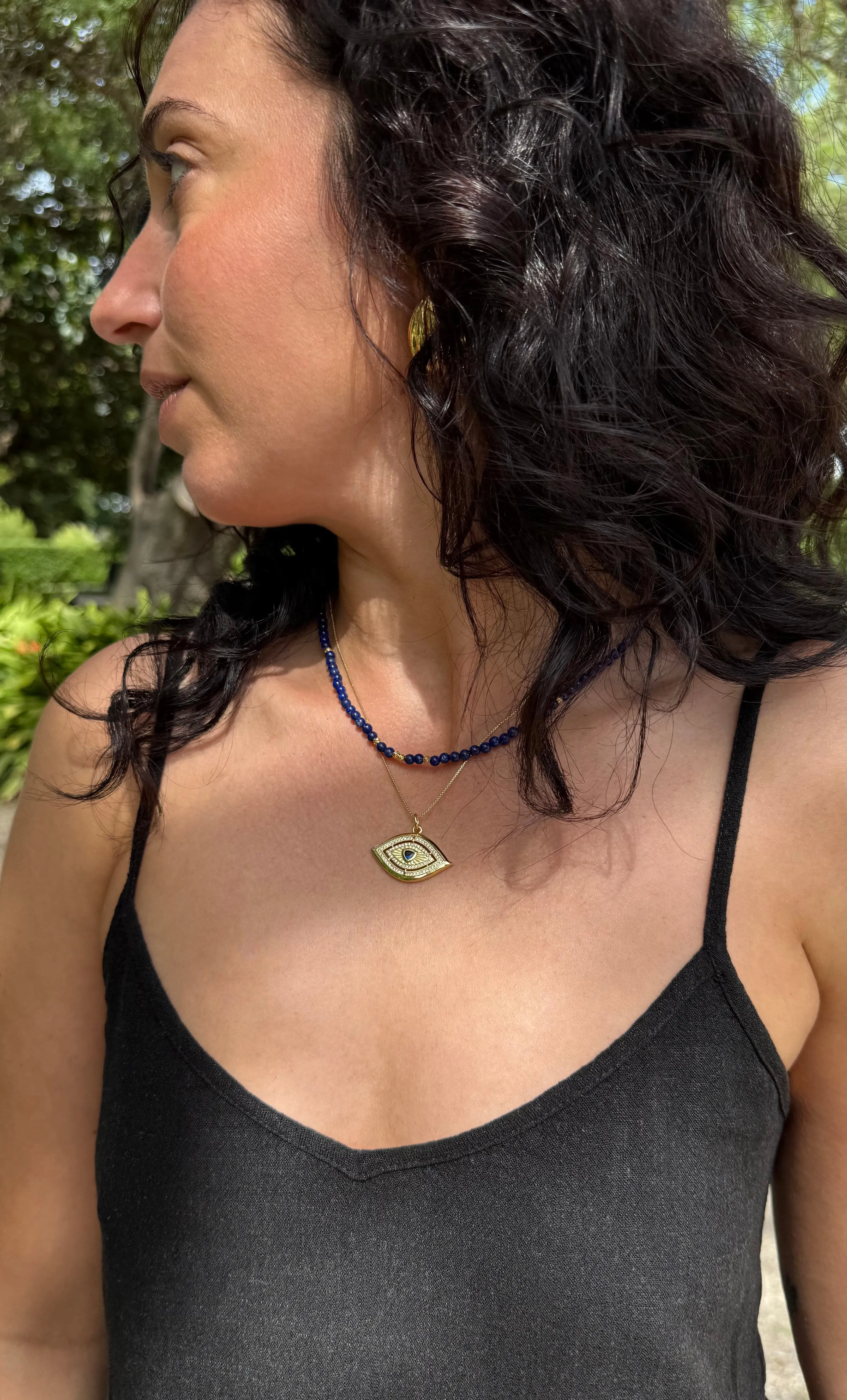 The Tunik Night Swims Lapis Lazuli Beaded Necklace