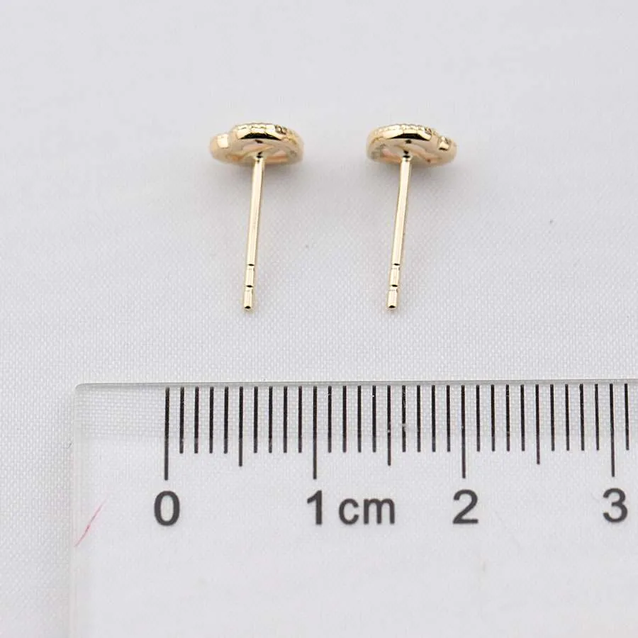 Top Quality Solid Opal Twisted Design Heart Stud Earrings 18K Yellow Gold