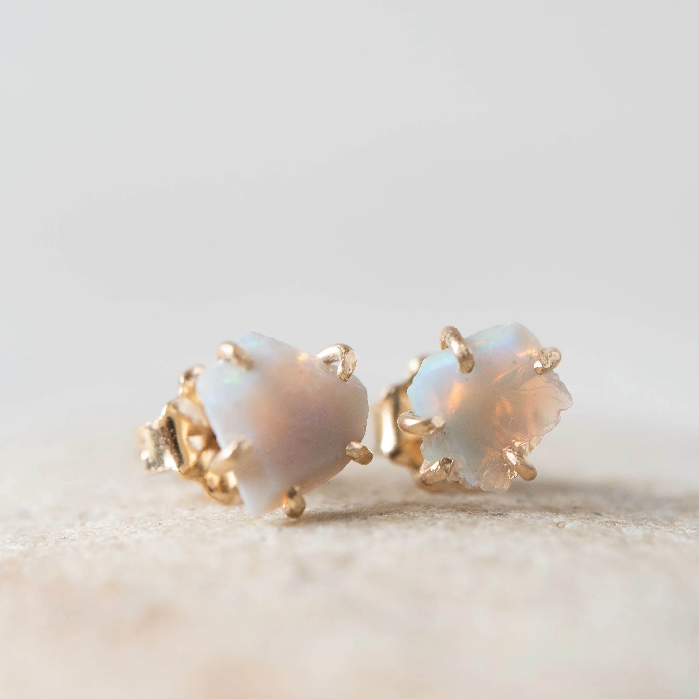14k Gold Variance Objects Opal Stud Earrings