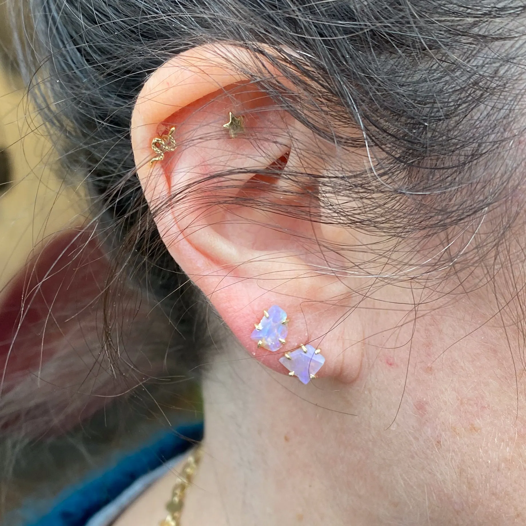 14k Gold Variance Objects Opal Stud Earrings