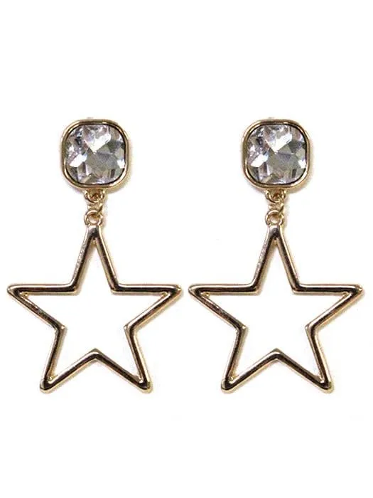 VE3081 Iridescent Post Star Dangle Earrings