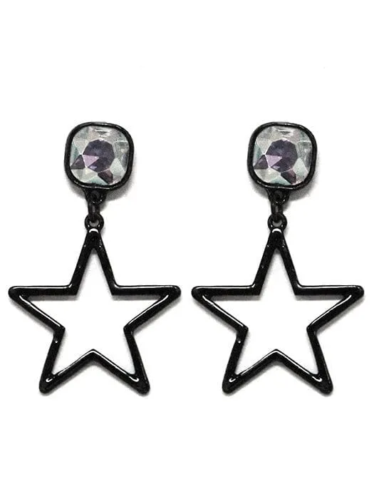 VE3081 Iridescent Post Star Dangle Earrings