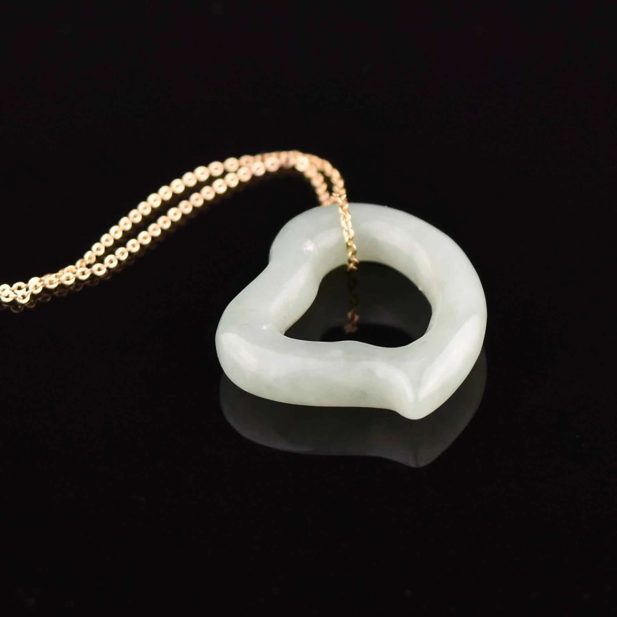 Vintage Jade Witches Heart Pendant Necklace