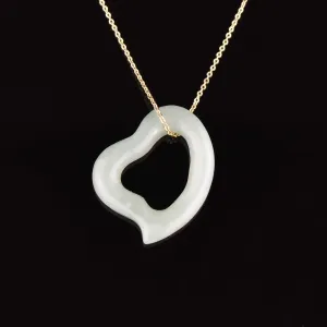 Vintage Jade Witches Heart Pendant Necklace