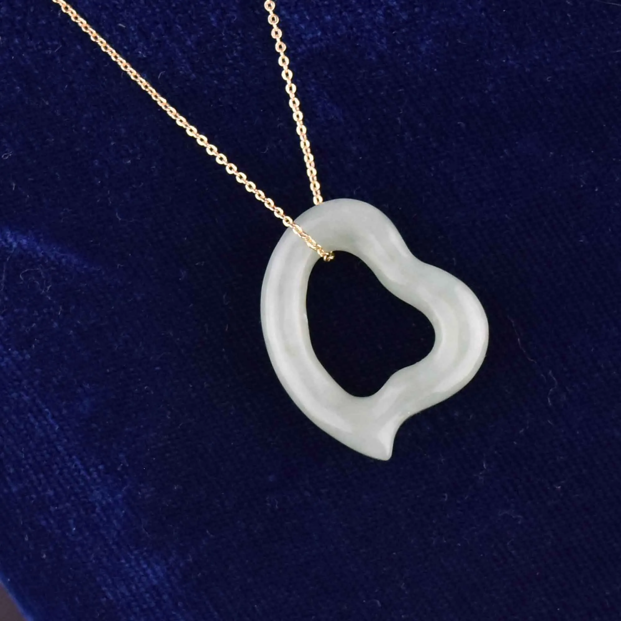 Vintage Jade Witches Heart Pendant Necklace