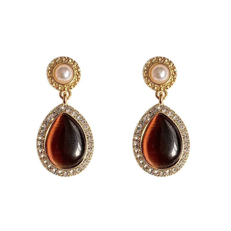 Vintage Purple Opal Stud Earrings Ear Clip