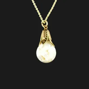 Vintage Silver Gold Vermeil Floating Opal Pendant