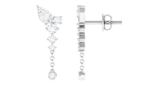 White Moissanite Chain Dangle Earrings