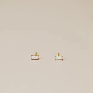 White Opal Baguette Earring