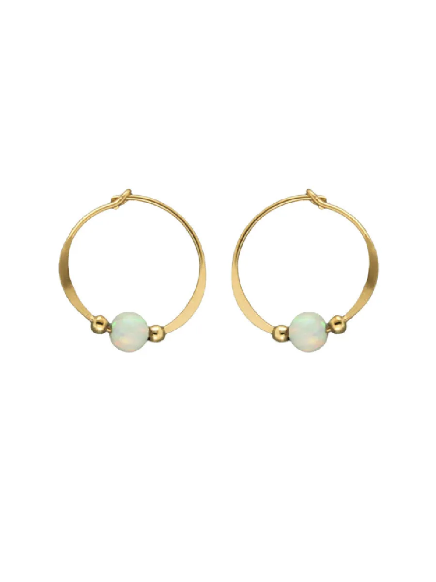 White Opal Beaded Hoops