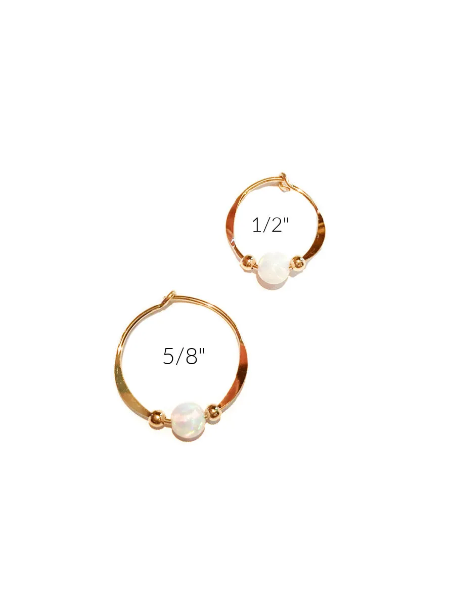 White Opal Beaded Hoops