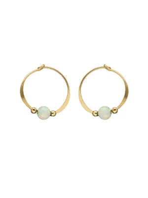 White Opal Beaded Hoops
