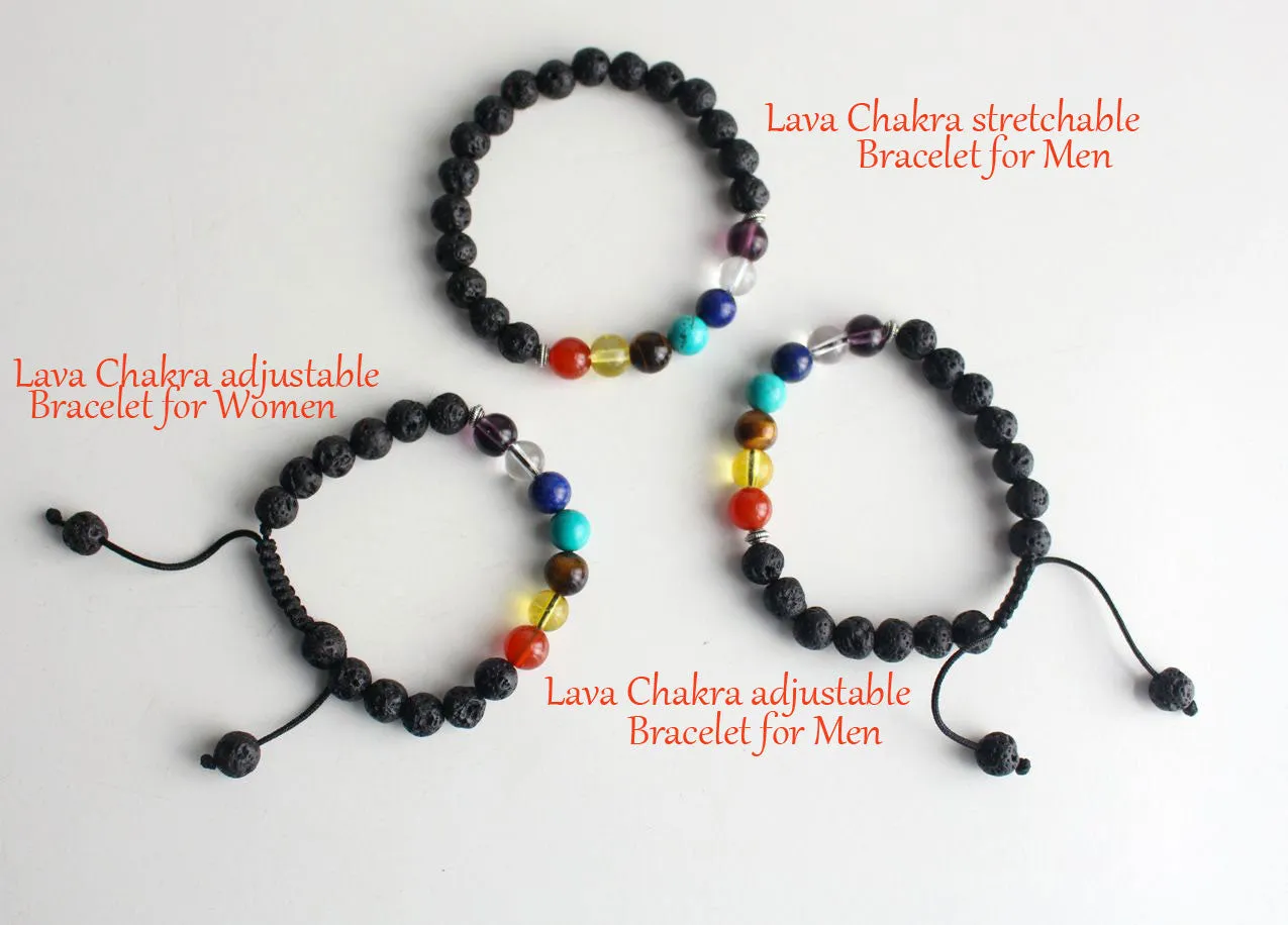 Women's Lava Bracelet with Seven Chakra Stones