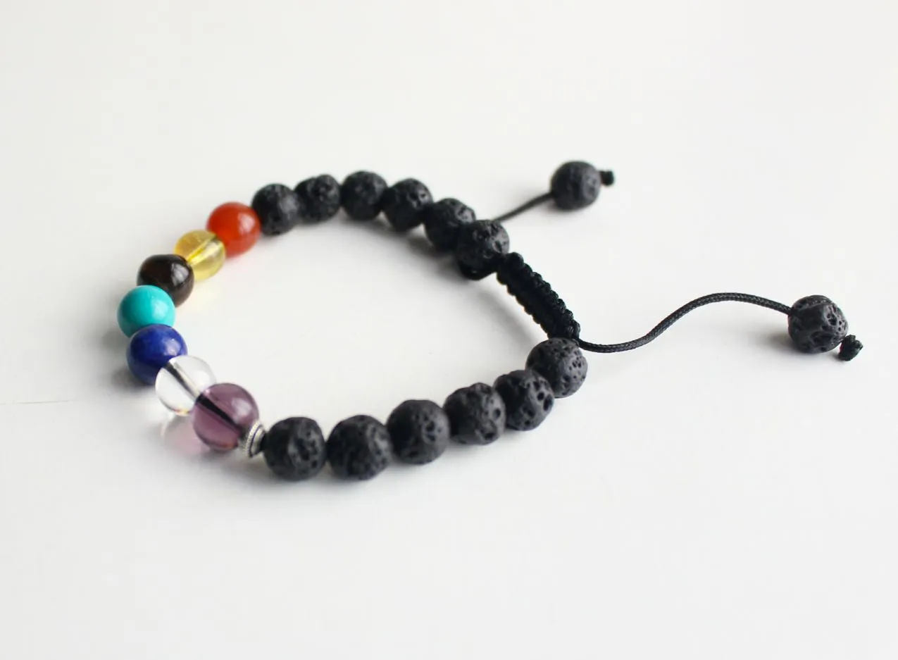 Women's Lava Bracelet with Seven Chakra Stones