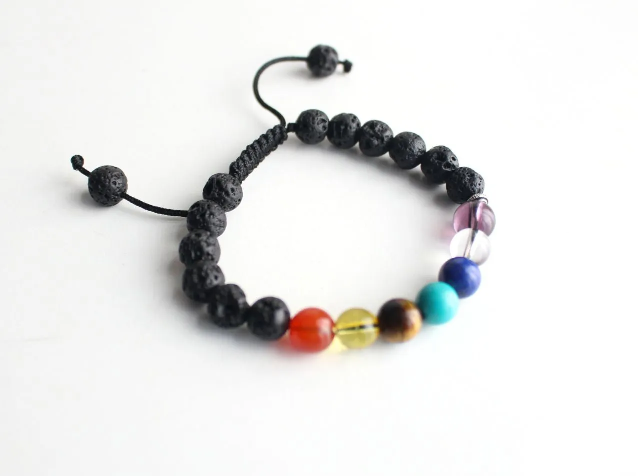 Women's Lava Bracelet with Seven Chakra Stones