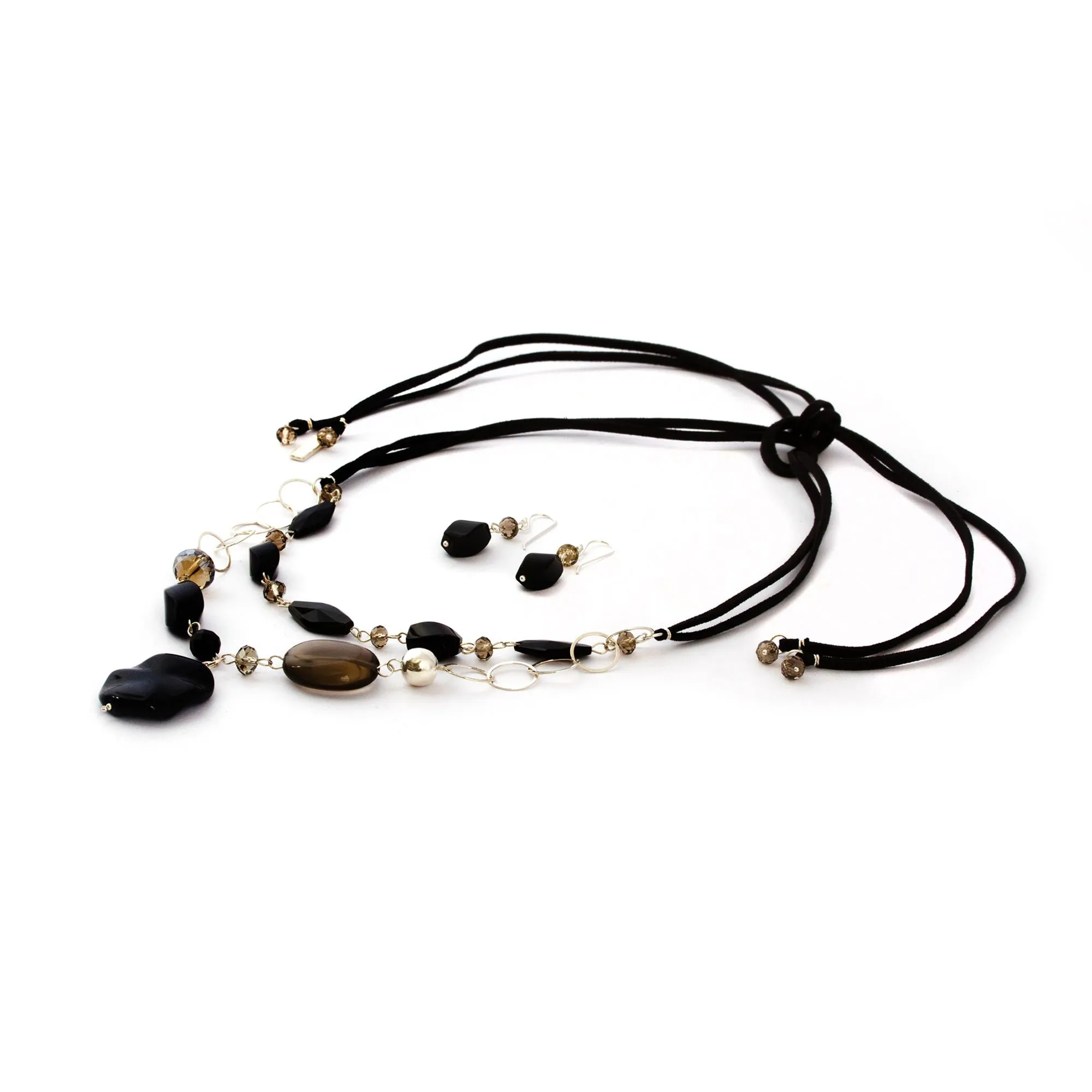 Women's Silver Onyx and Agate Jewelry Set - Guanajuato Night | NOVICA